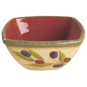 clay art antique olive square soup bowl