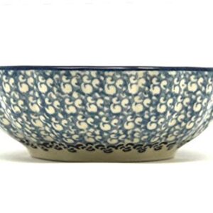 Polish Pottery Bowl - Shallow Scalloped - Small - Holly Berry