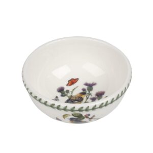 portmeirion botanic garden birds fruit bowl | 5.5 inch dessert bowl with western lesser goldfinch made of fine earthenware | dishwasher and microwave safe | made in england