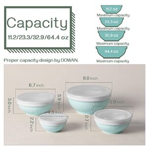 DOWAN Bundle Ceramic Bowls with Lids, Turquoise