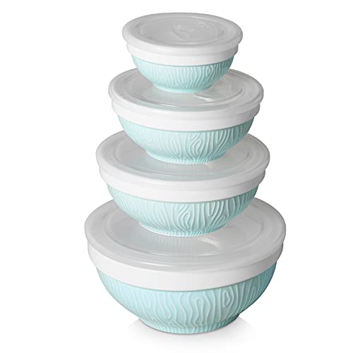 DOWAN Bundle Ceramic Bowls with Lids, Turquoise