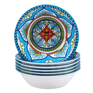 certified international seville 22 oz. melamine all purpose bowl, set of 6, multicolor