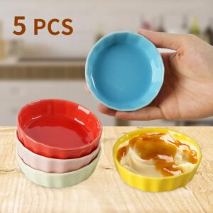 HSOFBLUES Small Dipping Bowls for Soy Sauces, Salsa Dressings, Multi-color, 5 Packs