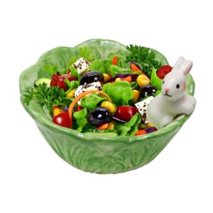 Cute Ramen Bowl Ceramic, Easter Bunny Bowl/Salad Bowl With Cabbage Rabbit Shaped Ceramic Bowls/Candy Bowls for Kids/Rice Bowls