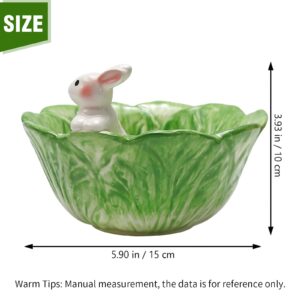 Cute Ramen Bowl Ceramic, Easter Bunny Bowl/Salad Bowl With Cabbage Rabbit Shaped Ceramic Bowls/Candy Bowls for Kids/Rice Bowls