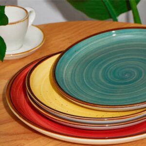 ONEMORE 10.5 inch Dinner Plates and 30 oz Pasta Bowls Bundle - Microwave, Oven and Dishwasher Safe - Assorted Color