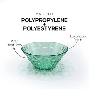 Plasvale - Set of 12 Colorful Durable Plastic Dessert Bowls (8 fl oz) - Crystal Line - Dishwasher Safe - BPA Free (Green)
