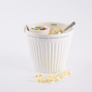 Mud Pie Circa Popcorn and Candy Bowl, White, 7.75" x 5.75" dia