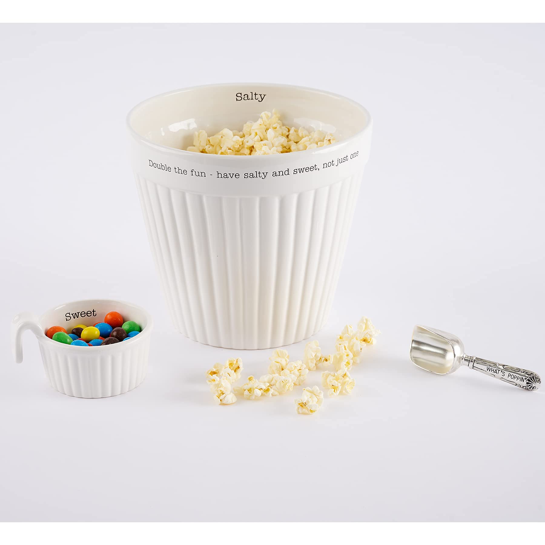 Mud Pie Circa Popcorn and Candy Bowl, White, 7.75" x 5.75" dia