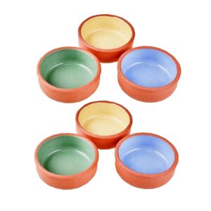 handmade cooking clay bowls set of 6, glazed clay pot for cooking, colorful terracotta pudding bowls, traditional mexican dishes, ancient terracotta cookware, cazuelas de barro mexicanas