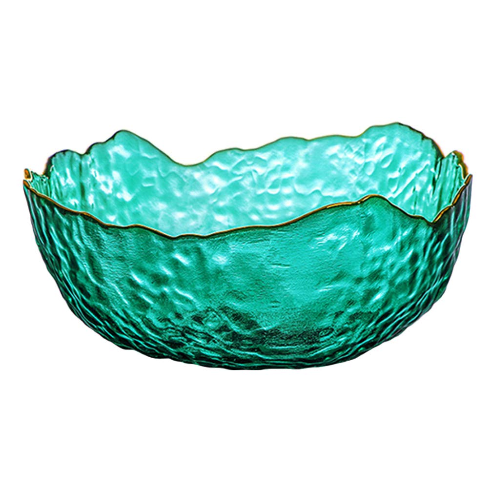 PRETYZOOM Glass Dessert Bowls Salad Bowls Mixing Bowls Noodle Bowls Irregular Shape Serving Bowls for Kitchen Prep Fruit Pasta Popcorn Cereal Snack 13cm （ Green ）