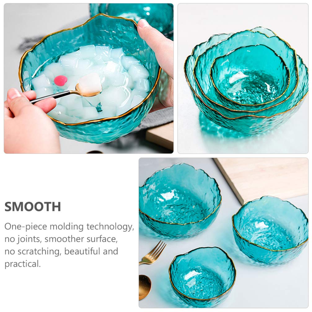 PRETYZOOM Glass Dessert Bowls Salad Bowls Mixing Bowls Noodle Bowls Irregular Shape Serving Bowls for Kitchen Prep Fruit Pasta Popcorn Cereal Snack 13cm （ Green ）