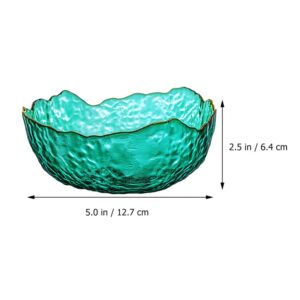 PRETYZOOM Glass Dessert Bowls Salad Bowls Mixing Bowls Noodle Bowls Irregular Shape Serving Bowls for Kitchen Prep Fruit Pasta Popcorn Cereal Snack 13cm （ Green ）