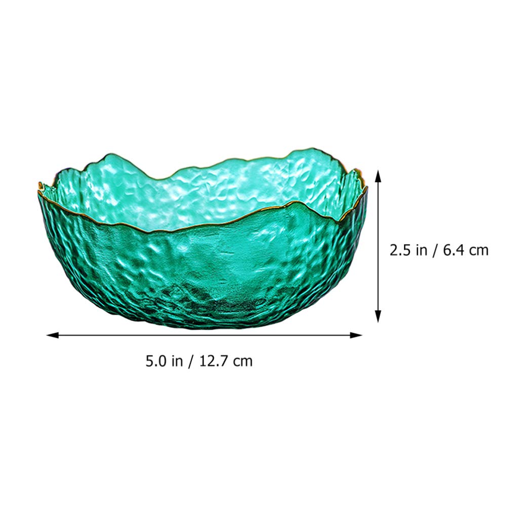 PRETYZOOM Glass Dessert Bowls Salad Bowls Mixing Bowls Noodle Bowls Irregular Shape Serving Bowls for Kitchen Prep Fruit Pasta Popcorn Cereal Snack 13cm （ Green ）