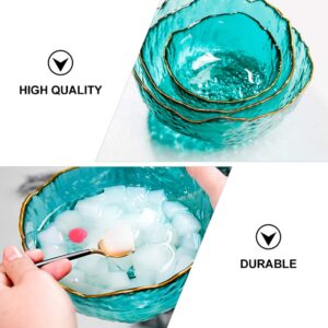 PRETYZOOM Glass Dessert Bowls Salad Bowls Mixing Bowls Noodle Bowls Irregular Shape Serving Bowls for Kitchen Prep Fruit Pasta Popcorn Cereal Snack 13cm （ Green ）