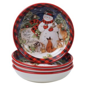 certified international magic of christmas snowman 36 oz. soup/cereal bowls, set of 4