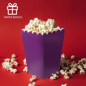 jojofuny 50pcs Boxes Popcorn Box Snack Candy Popcorn Bags Snack Containers Paper Popcorn Buckets Popcorn Cups Mini Popcorn Buckets 250g White Cardboard Purple Disposable Ice Bucket