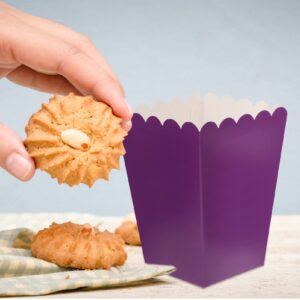 jojofuny 50pcs Boxes Popcorn Box Snack Candy Popcorn Bags Snack Containers Paper Popcorn Buckets Popcorn Cups Mini Popcorn Buckets 250g White Cardboard Purple Disposable Ice Bucket