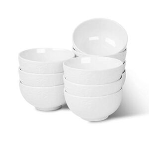 amhomel 10 packs porcelain small bowl set for ice cream, dessert, small side dishes, salad, fruit, dip (4.5 inch, white, high foot)