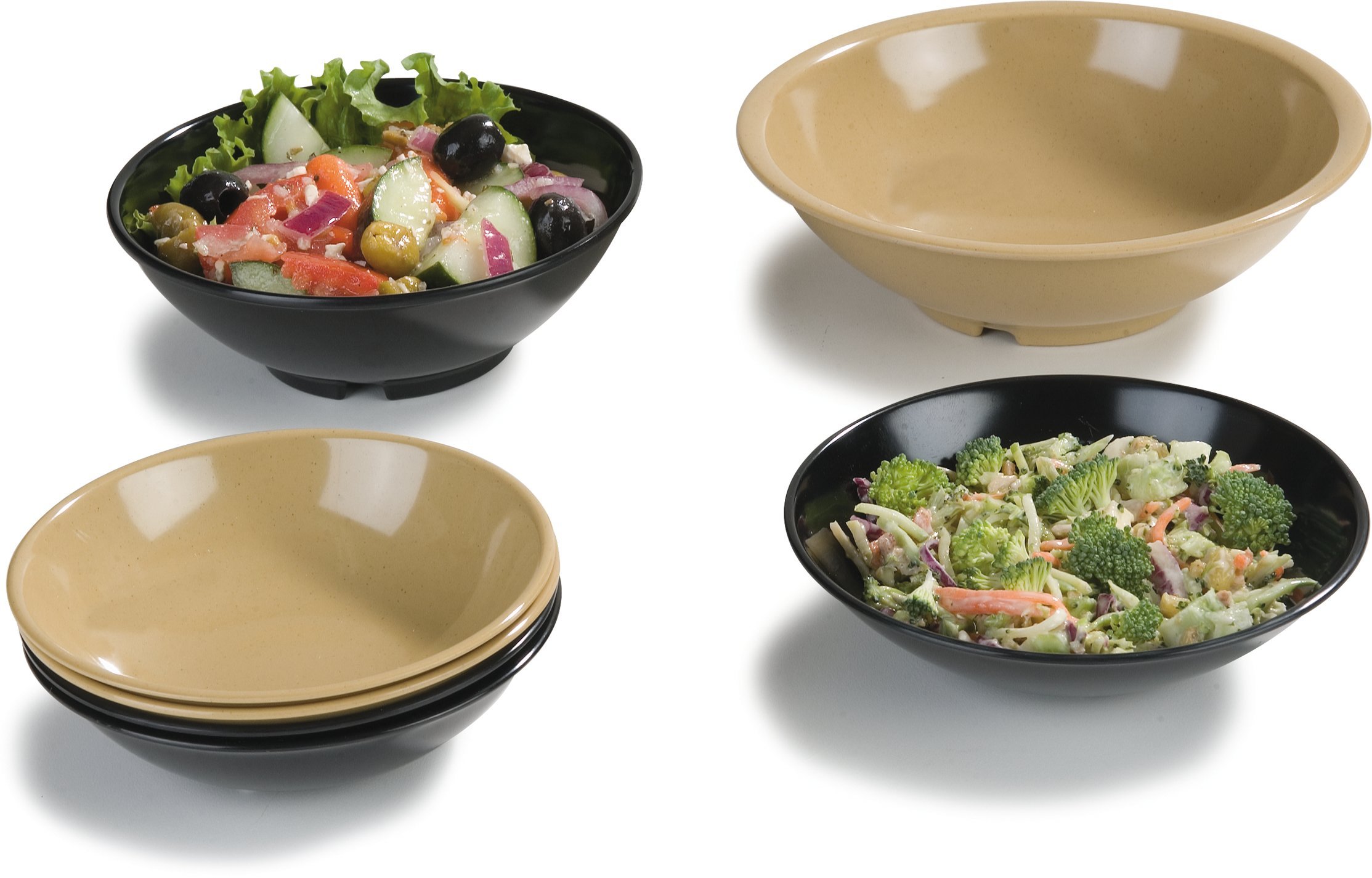 Carlisle FoodService Products 575B03 Melamine Salad Bowl, 13-oz. Capacity, 2" Height x 6" Diameter, Black (Case of 72)