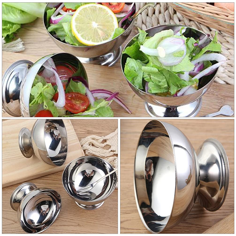 Cabilock Metal Salad Cup 2pcs Stainless Steel s Dessert Cups with Footed for Dessert Ice Cream Fruit Salad Snack Cocktail Condiment Ice Cream Bowl