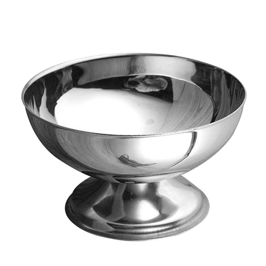 Cabilock Metal Salad Cup 2pcs Stainless Steel s Dessert Cups with Footed for Dessert Ice Cream Fruit Salad Snack Cocktail Condiment Ice Cream Bowl