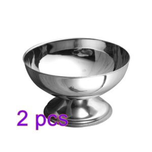 Cabilock Metal Salad Cup 2pcs Stainless Steel s Dessert Cups with Footed for Dessert Ice Cream Fruit Salad Snack Cocktail Condiment Ice Cream Bowl