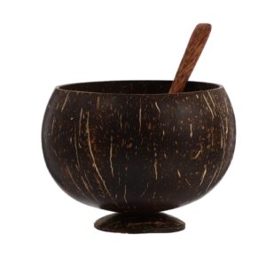 ultnice 1 set natural coconut shell cups with spoon coconut shell dessert ice cream serving bowl cup wood bowls for parties catering restaurantware coffee