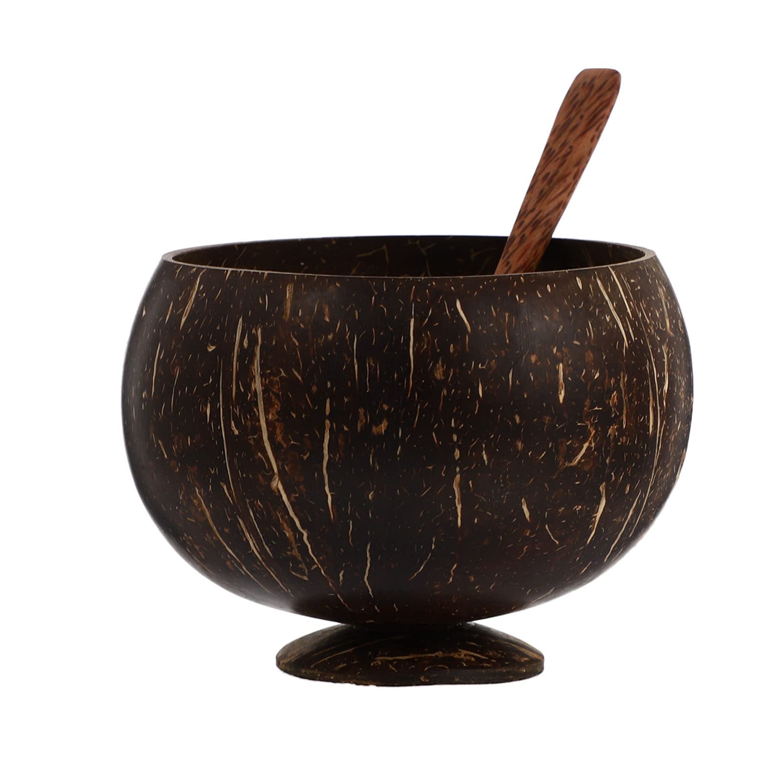 ULTNICE 1 Set Natural Coconut Shell Cups With Spoon Coconut Shell Dessert Ice Cream Serving Bowl Cup Wood Bowls For Parties Catering Restaurantware Coffee