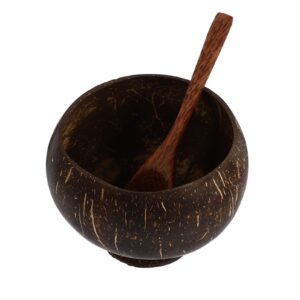 ULTNICE 1 Set Natural Coconut Shell Cups With Spoon Coconut Shell Dessert Ice Cream Serving Bowl Cup Wood Bowls For Parties Catering Restaurantware Coffee