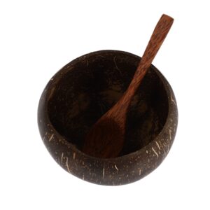 ULTNICE 1 Set Natural Coconut Shell Cups With Spoon Coconut Shell Dessert Ice Cream Serving Bowl Cup Wood Bowls For Parties Catering Restaurantware Coffee