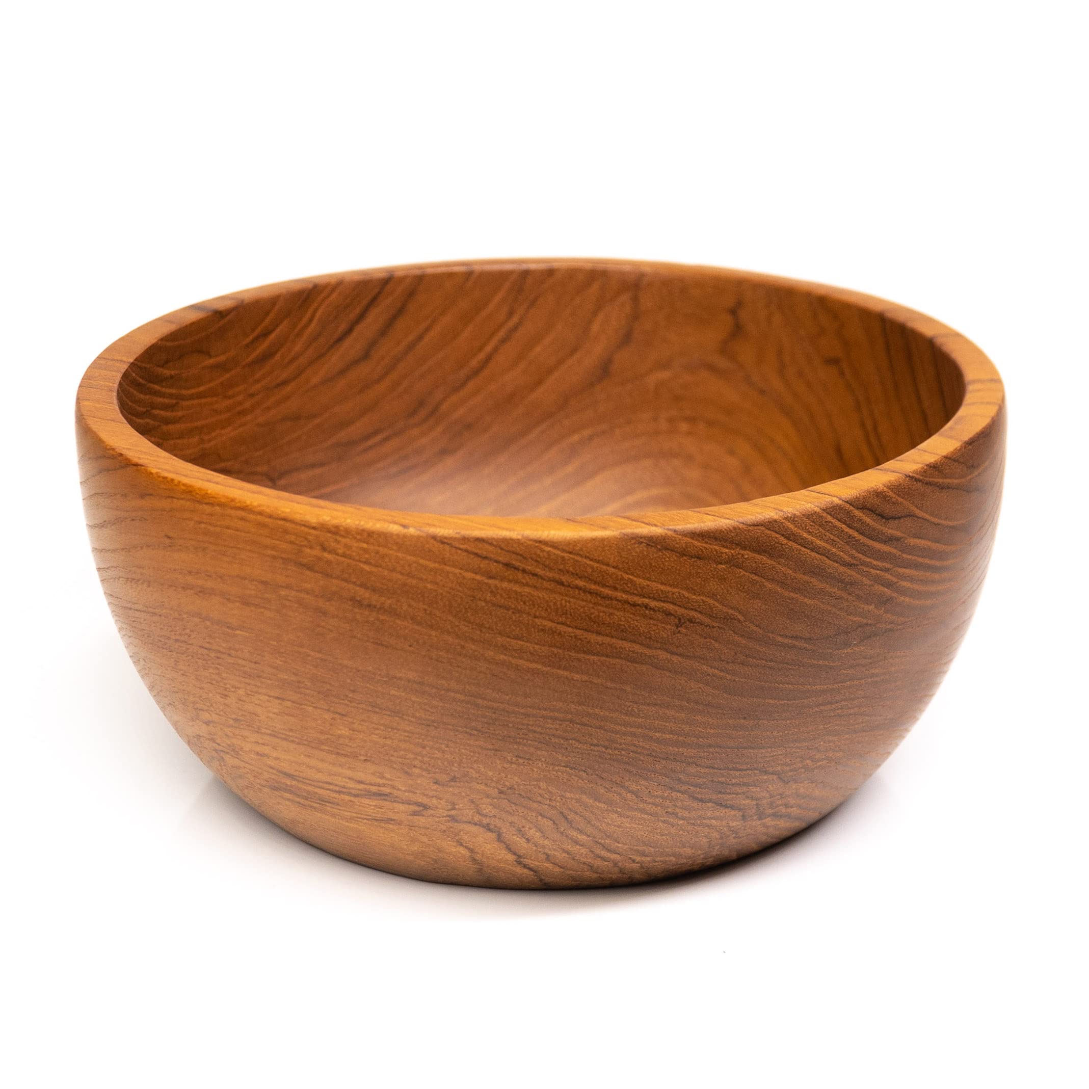 Rainforest Bowls Set of 4 7" Large Classic Javanese Teak Wood Bowls- Perfect for Everyday Use, Hot & Cold Friendly, Ultra-Durable- Premium Solid Wooden Bowls Handcrafted by Indonesian Artisans