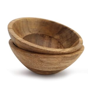 fairwood way wooden salad bowl set - two 7” wooden bowls for food - wooden salad bowls for individual servings