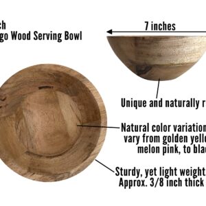 Fairwood Way Wooden Salad Bowl Set - Two 7” Wooden Bowls for Food - Wooden Salad Bowls for Individual Servings