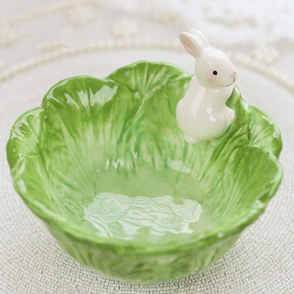 Ceramic Bunny Cabbage Bowl Fruit Salad Bowl Kids Easter Rabbit Food Snack Serving Bowl Tableware Easter Bunny Home Decoration