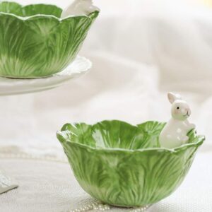 Ceramic Bunny Cabbage Bowl Fruit Salad Bowl Kids Easter Rabbit Food Snack Serving Bowl Tableware Easter Bunny Home Decoration