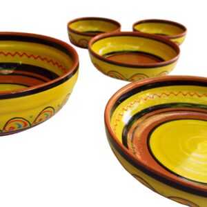 Canyon Cactus Ceramics Spanish Terracotta Set of 3 Small Dipping Bowls, Yellow