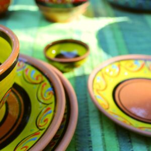 Canyon Cactus Ceramics Spanish Terracotta Set of 3 Small Dipping Bowls, Yellow