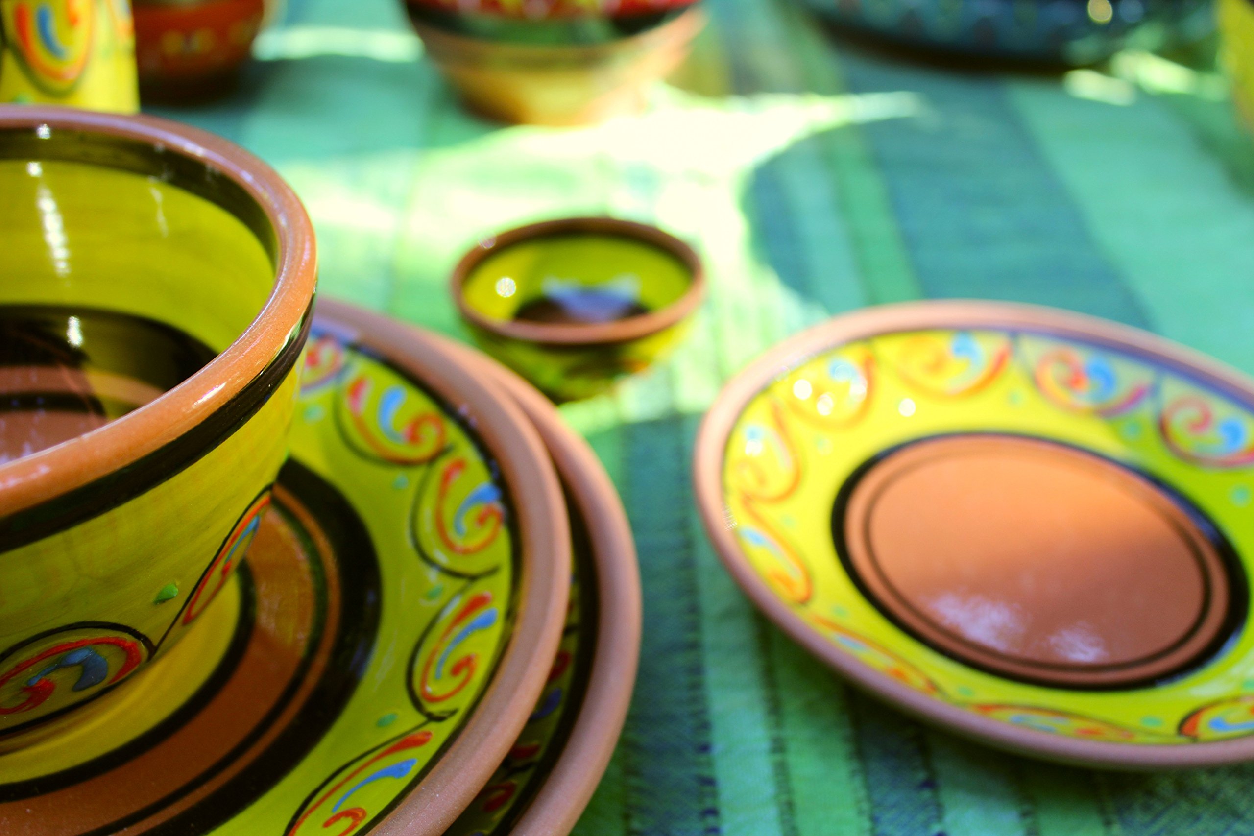 Canyon Cactus Ceramics Spanish Terracotta Set of 3 Small Dipping Bowls, Yellow