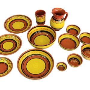 Canyon Cactus Ceramics Spanish Terracotta Set of 3 Small Dipping Bowls, Yellow