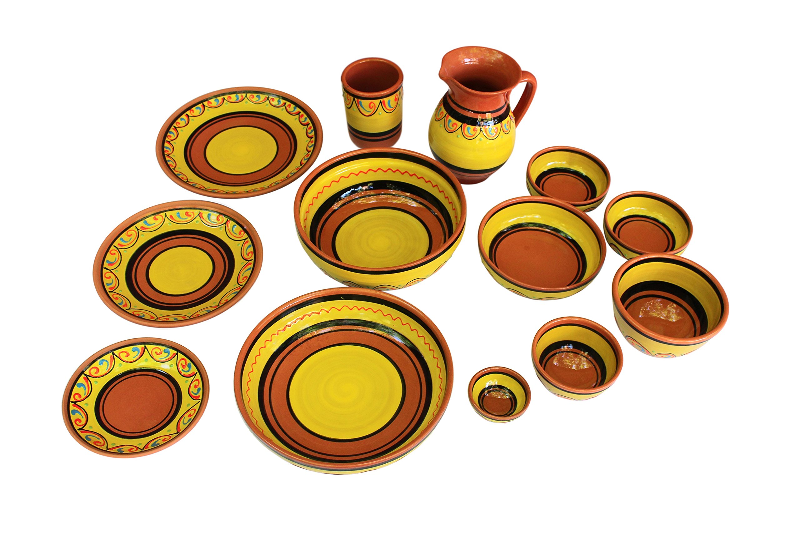 Canyon Cactus Ceramics Spanish Terracotta Set of 3 Small Dipping Bowls, Yellow