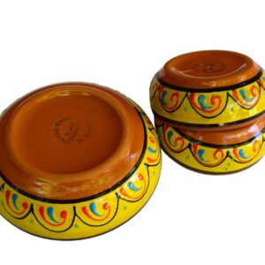 Canyon Cactus Ceramics Spanish Terracotta Set of 3 Small Dipping Bowls, Yellow