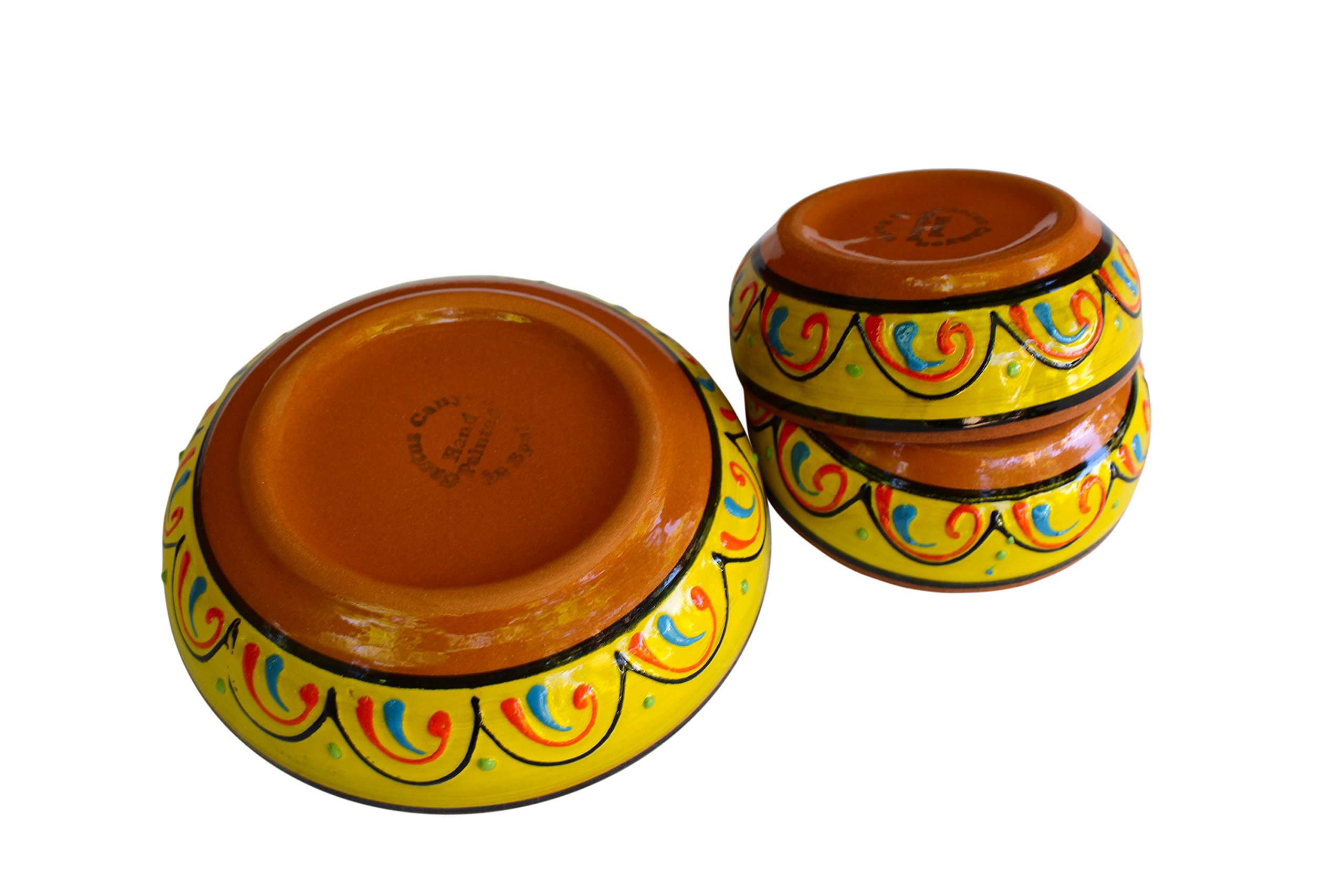 Canyon Cactus Ceramics Spanish Terracotta Set of 3 Small Dipping Bowls, Yellow