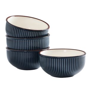 bico helios blue 26oz cereal bowls, set of 4, for pasta, salad, cereal, soup & microwave & dishwasher safe