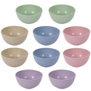 hemoton 10pcs unbreakable cereal bowls wheat straw fiber dishwasher and microwave safe bowls for dinner dessert rice soup pink blue beige green purple
