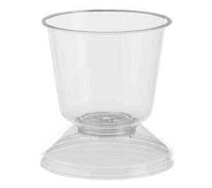 exquisite clear plastic mini stemmed mousse dessert cups, disposable hard plastic tasting cup with lid ~ 5 oz ~ (60 count)