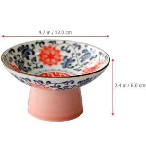 Kichvoe Footed Fruit Bowl Ceramic Fruit Bowl Footed Decorative Fruit Holder Dessert Display Stand Food Snack Storage Tray for Home Kitchen Counter Ceramic Fruit Plate