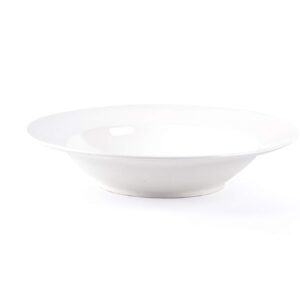 HomeVss, Bone China Rim Shape, Elegance White Pasta/Soup Plate/Bowl 12oz, Case of 6