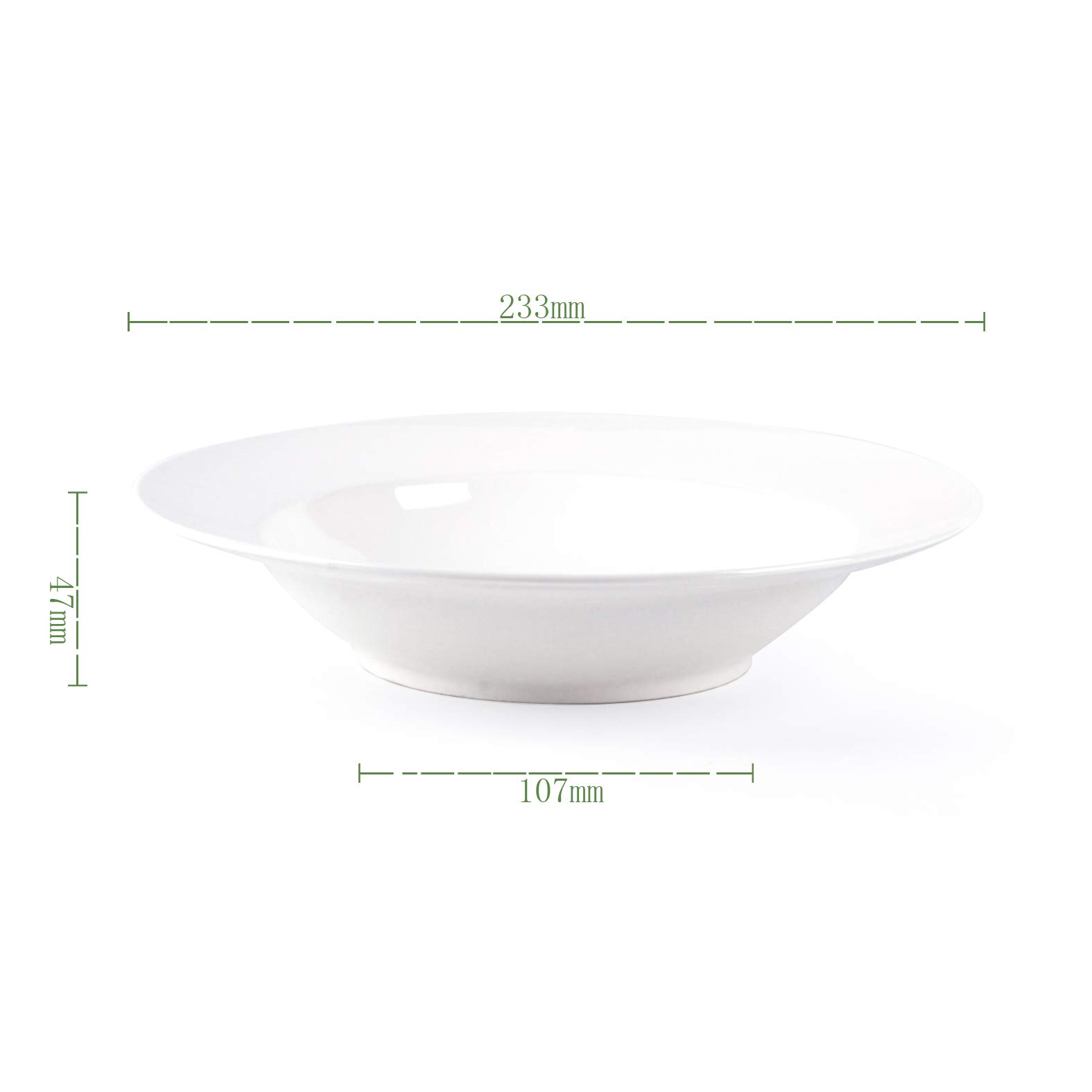 HomeVss, Bone China Rim Shape, Elegance White Pasta/Soup Plate/Bowl 12oz, Case of 6