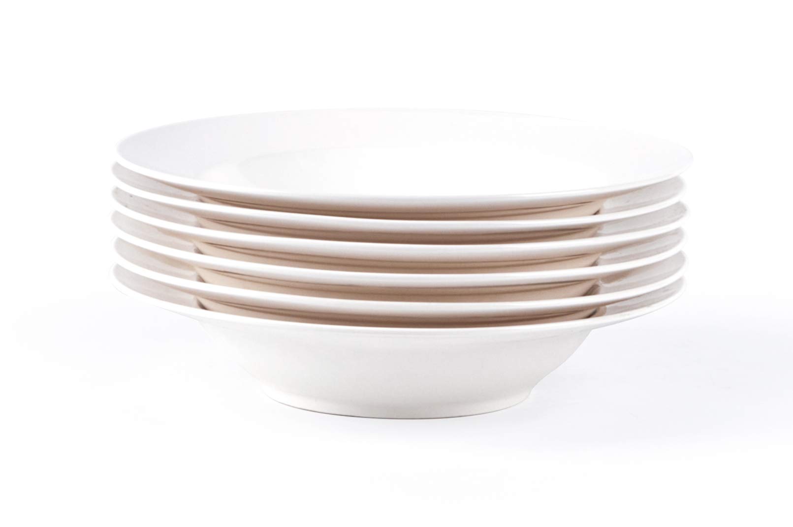 HomeVss, Bone China Rim Shape, Elegance White Pasta/Soup Plate/Bowl 12oz, Case of 6